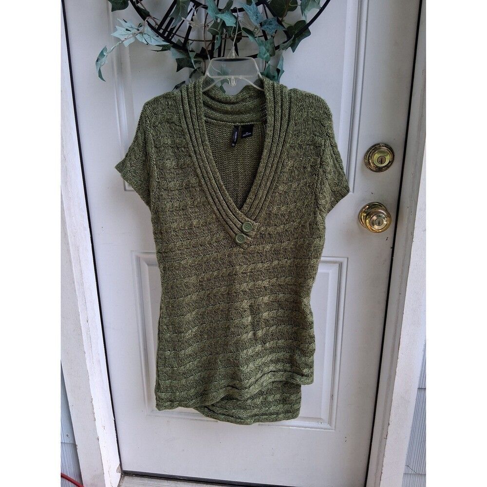 Women's Sweater New Direction Olive Green XL Cable Knit